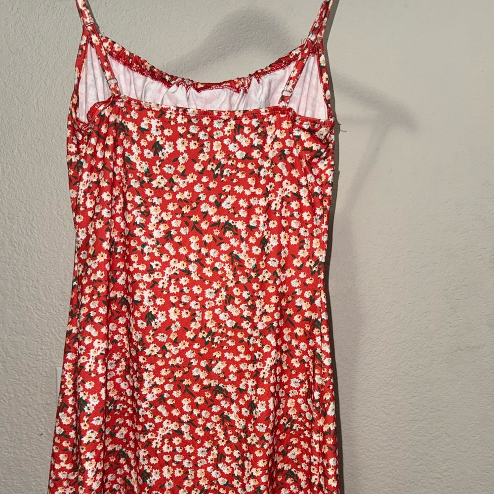 Red Floral Spaghetti Strap Dress - Picture 7 of 7